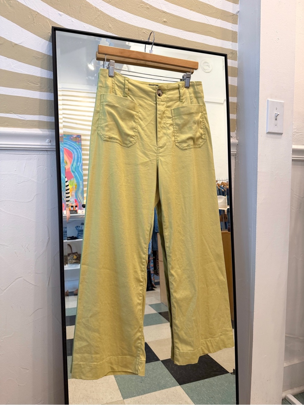 Maeve Anthropologie Collette light green stretch linen pants 28